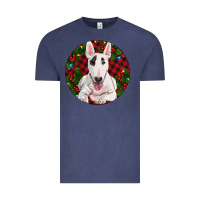 Vintage Denim Christmas Bull Terrier Vintage Tee - RanaPortraitStore