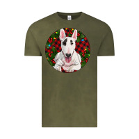 Vintage Olive Christmas Bull Terrier Vintage Tee - RanaPortraitStore