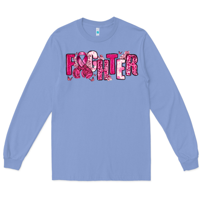 Fighter Breast Cancer Long Sleeve Tee by NancyCooperArtShop | Teevron