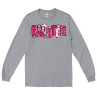 Heather Grey Fighter Breast Cancer Long Sleeve Tee - NancyCooperArtShop