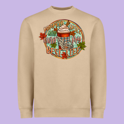 Pumpkin Spice And Livin My Best Life Heavyweight Sweatshirt Designed By Cowgirlartshop