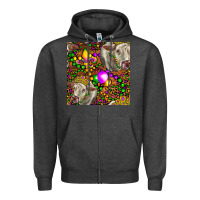 Charcoal Heather Mardi Gras Cow Leopard Seamless Pattern Zipper Hoodie - FaDigitalArtStudio