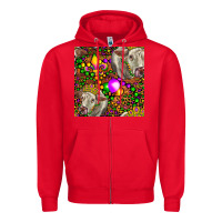 Red Mardi Gras Cow Leopard Seamless Pattern Zipper Hoodie - FaDigitalArtStudio