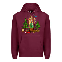 Burgundy camping cold drink frappe Premium Hoodie - FaDigitalArtStudio