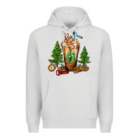 Dove Grey camping cold drink frappe Premium Hoodie - FaDigitalArtStudio