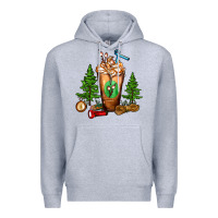 Heather Grey camping cold drink frappe Premium Hoodie - FaDigitalArtStudio