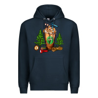 Navy camping cold drink frappe Premium Hoodie - FaDigitalArtStudio