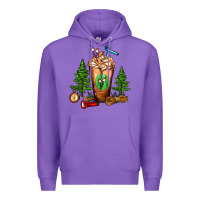 Purple camping cold drink frappe Premium Hoodie - FaDigitalArtStudio