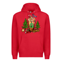 Red camping cold drink frappe Premium Hoodie - FaDigitalArtStudio