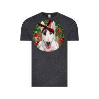 Vintage Black Christmas Bull Terrier Vintage Tee - RanaPortraitStore