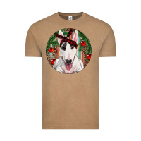 Vintage Coffee Christmas Bull Terrier Vintage Tee - RanaPortraitStore