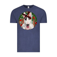 Vintage Denim Christmas Bull Terrier Vintage Tee - RanaPortraitStore