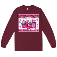 Burgundy Breast Cancer coffee cups Long Sleeve Tee - NancyCooperArtShop