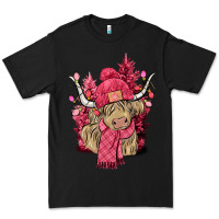 Black pink winter long haired cow Premium Tee - NancyCooperArtShop