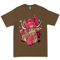 Cacao pink winter long haired cow Premium Tee - NancyCooperArtShop