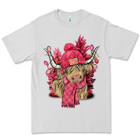Dove Grey pink winter long haired cow Premium Tee - NancyCooperArtShop