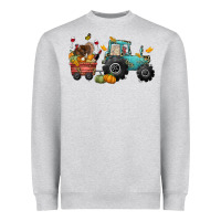Heather Grey thanksgiving tractor Heavyweight Sweatshirt - CowGirlArtShop