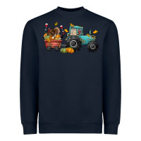 Navy thanksgiving tractor Heavyweight Sweatshirt - CowGirlArtShop