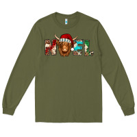 Army Green noel long haired shaggy cow Long Sleeve Tee - Jasminsmagicworld