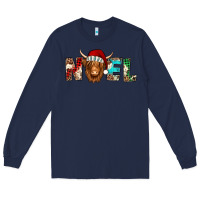 Navy noel long haired shaggy cow Long Sleeve Tee - Jasminsmagicworld