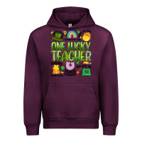 Mauve Wine one lucky teacher lucky charm Urban Hoodie - Artiststas
