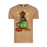 Vintage Camel Christmas coffee cup with Labrador Vintage Tee - RanaPortraitStore