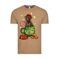 Vintage Coffee Christmas coffee cup with Labrador Vintage Tee - RanaPortraitStore