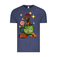 Vintage Denim Christmas coffee cup with Labrador Vintage Tee - RanaPortraitStore