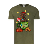 Vintage Olive Christmas coffee cup with Labrador Vintage Tee - RanaPortraitStore