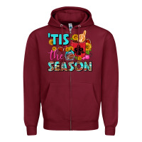 Burgundy tis the season football coffee mug Zipper Hoodie - FaDigitalArtStudio