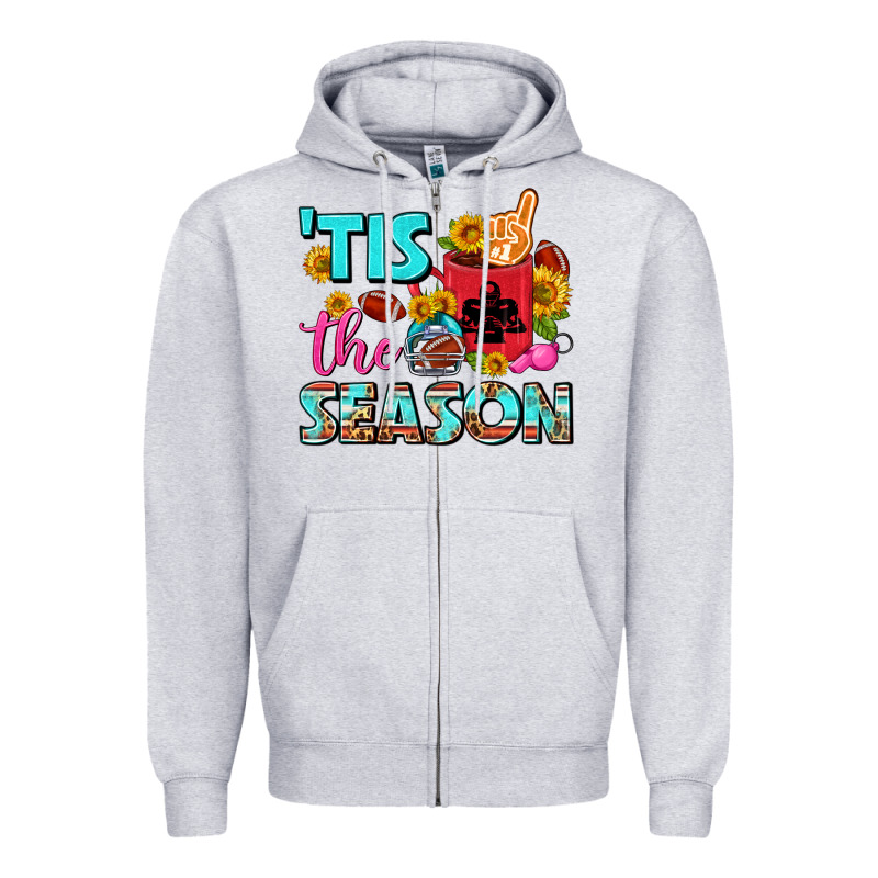 Tis The Season Football Coffee Mug Zipper Hoodie by FaDigitalArtStudio | Teevron