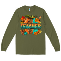 Army Green Teacher pumpkin Long Sleeve Tee - NancyCooperArtShop