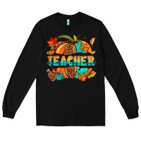Black Teacher pumpkin Long Sleeve Tee - NancyCooperArtShop