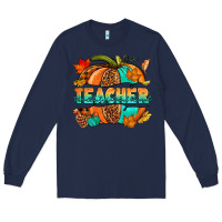 Navy Teacher pumpkin Long Sleeve Tee - NancyCooperArtShop