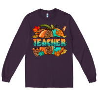Plum Teacher pumpkin Long Sleeve Tee - NancyCooperArtShop