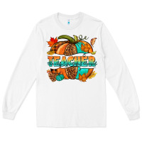 White Teacher pumpkin Long Sleeve Tee - NancyCooperArtShop