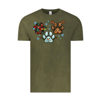 Vintage Olive Christmas paws Vintage Tee - RanaPortraitStore