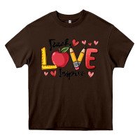 Chocolate Brown teach love inspire Heavy Core Tee - MaliasSmallBusiness