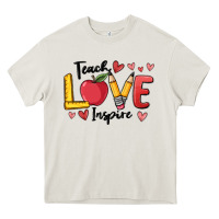 Cream teach love inspire Heavy Core Tee - MaliasSmallBusiness