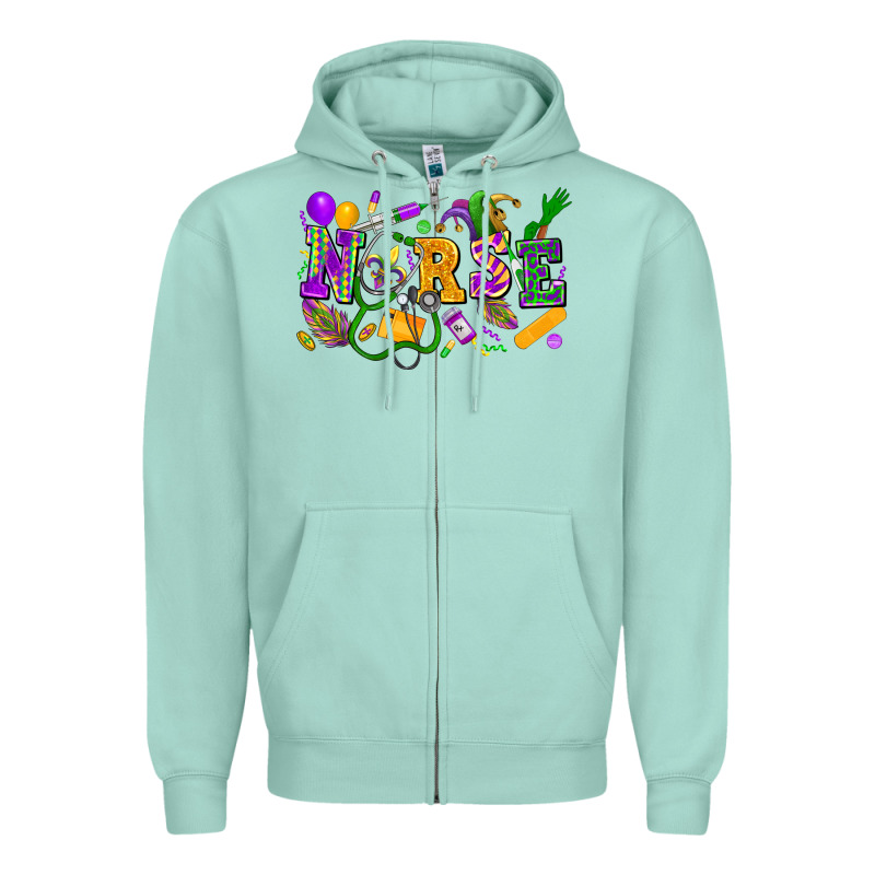 Nurse Mardi Gras Zipper Hoodie by FaDigitalArtStudio | Teevron