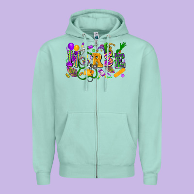 Nurse Mardi Gras Zipper Hoodie Designed By Fadigitalartstudio