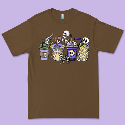Skeleton Coffee Cups Premium Tee Designed By Nancycooperartshop