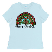 Baby Blue reindeer rainbow christmas Ladies Tee - RanaPortraitStore