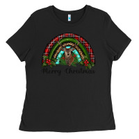 Black reindeer rainbow christmas Ladies Tee - RanaPortraitStore