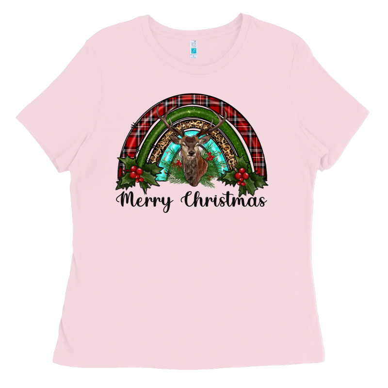 Reindeer Rainbow Christmas Ladies Tee by RanaPortraitStore | Teevron