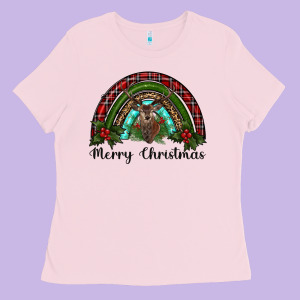 Reindeer Rainbow Christmas Ladies Tee Designed By Ranaportraitstore