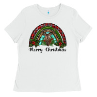 White reindeer rainbow christmas Ladies Tee - RanaPortraitStore