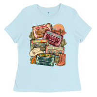Baby Blue country cassette tapes Ladies Tee - MaliasSmallBusiness