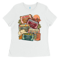 White country cassette tapes Ladies Tee - MaliasSmallBusiness