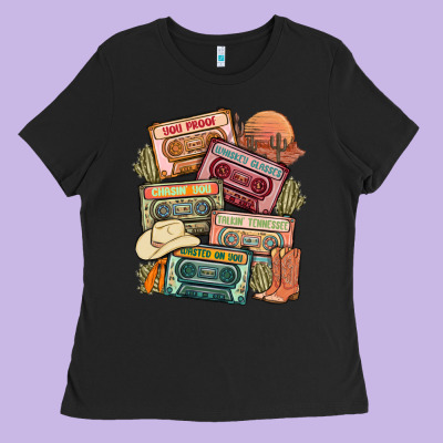 Country Cassette Tapes Ladies Tee Designed By Maliassmallbusiness